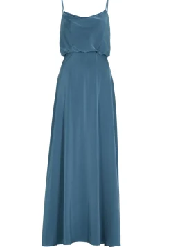 Abendkleid aus Satin mit angedeutetem Wasserfallausschnitt