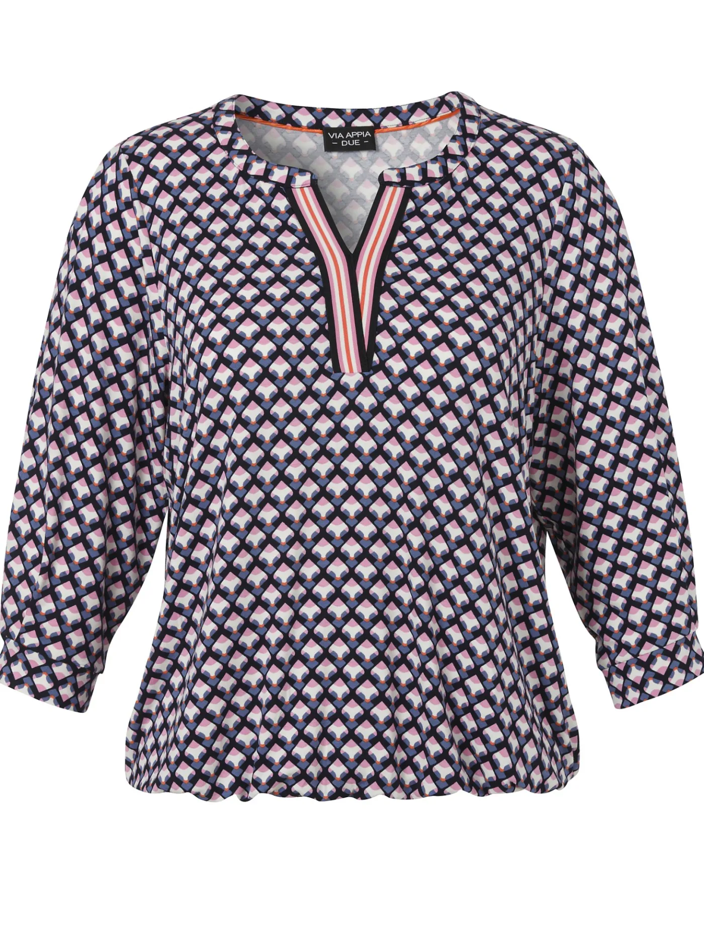 3/4-Arm Print-Shirt mit Gummizugsaum