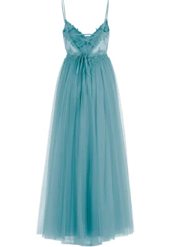 Ausgestelltes Tüllkleid mit Spitzenstickerei