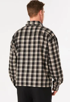 BEVILL FLANNEL SHIRT WASHED DARK STONE BLACK