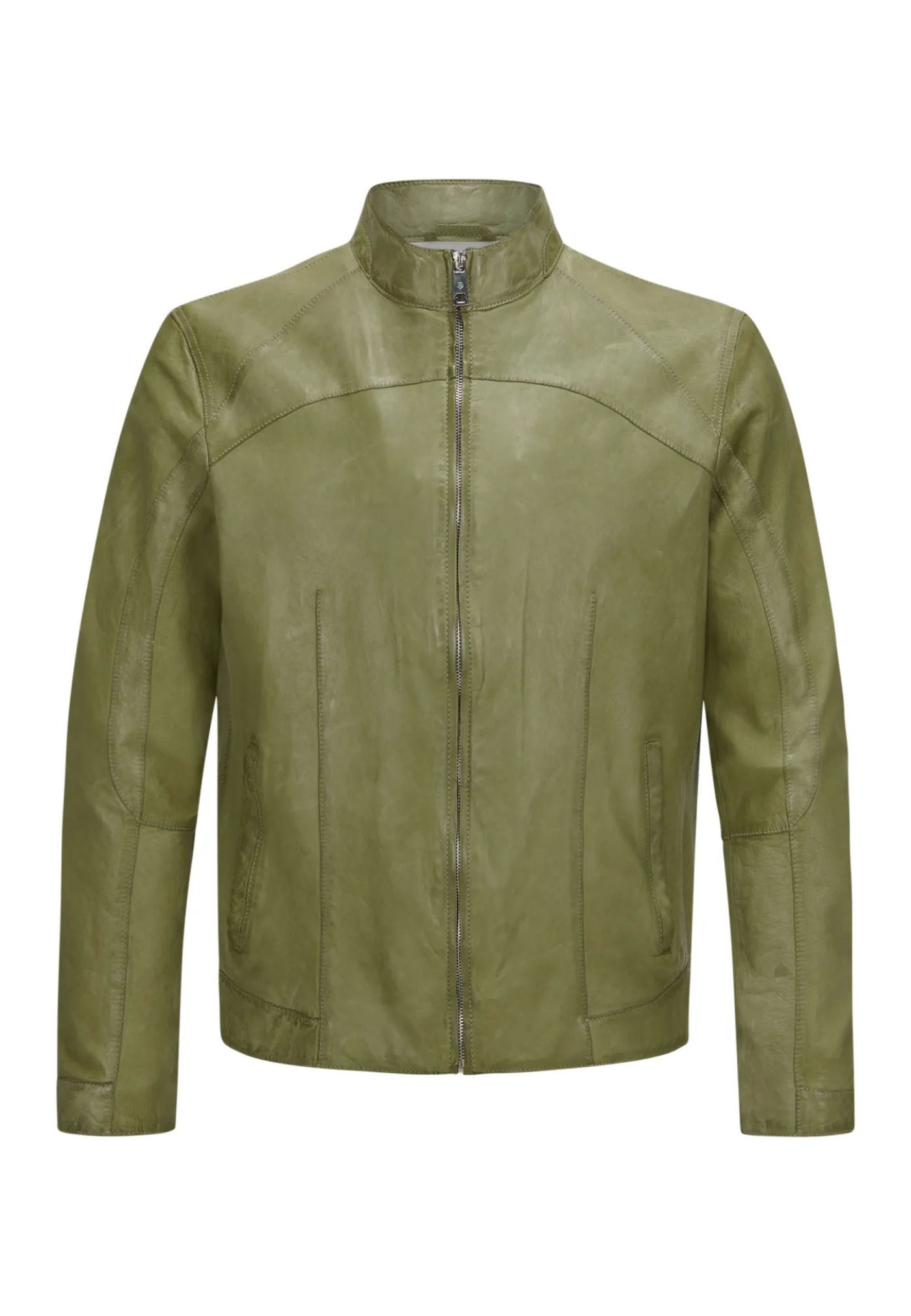 Biker Blouson aus genarbtem Leder