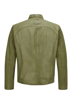 Biker Blouson aus genarbtem Leder