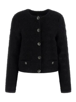 Bouclé-Strickjacke