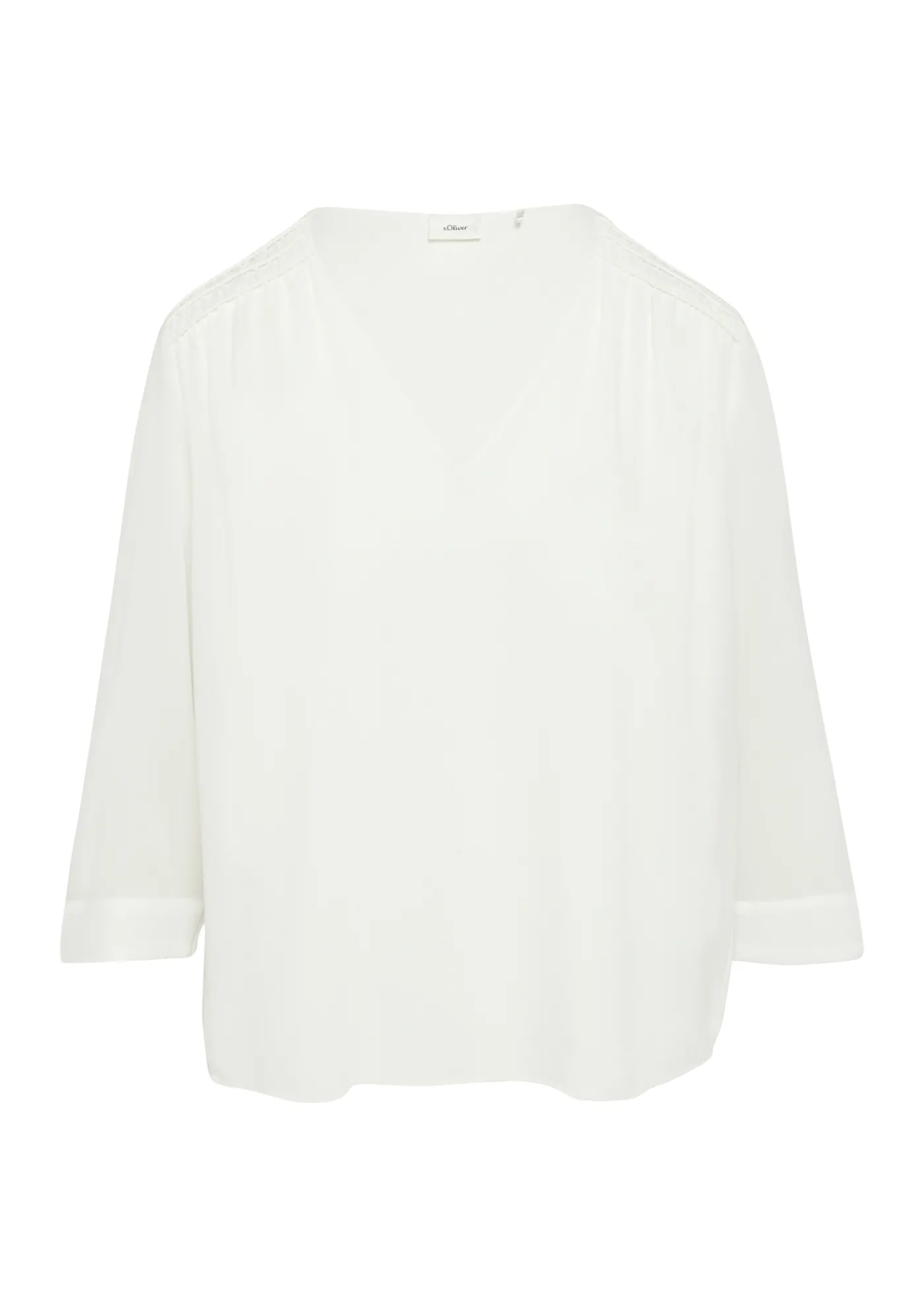 Chiffon-Bluse mit Smokdetails