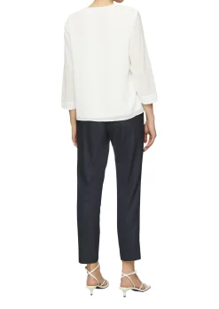 Chiffon-Bluse mit Smokdetails