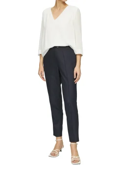 Chiffon-Bluse mit Smokdetails