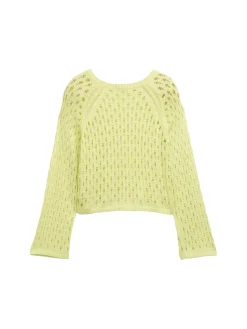 Cropped Strickpullover mit Lochmuster