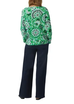 Feine Bluse mit seitlich geschlitztem Saum und abstraktem All-Over-Muster