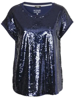 Feines Shirt mit Pailletten Front