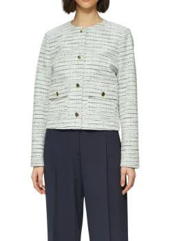 Gefütterte Bouclé-Jacke mit Zierknöpfen
