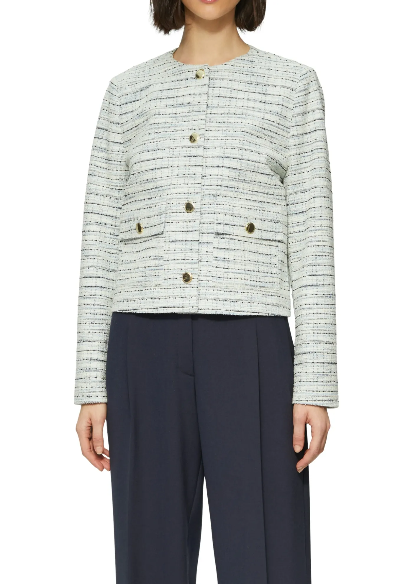 Gefütterte Bouclé-Jacke mit Zierknöpfen