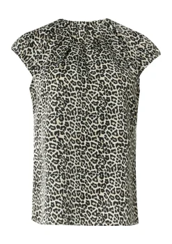 Gemusterte Satinbluse mit Kappärmeln