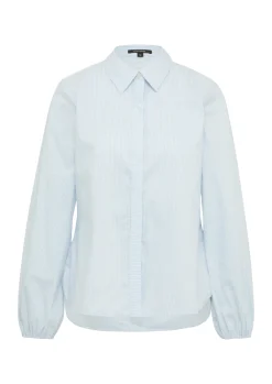 Gestreifte Hemdbluse mit voluminösem Ärmelsaum