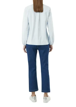 Gestreifte Hemdbluse mit voluminösem Ärmelsaum