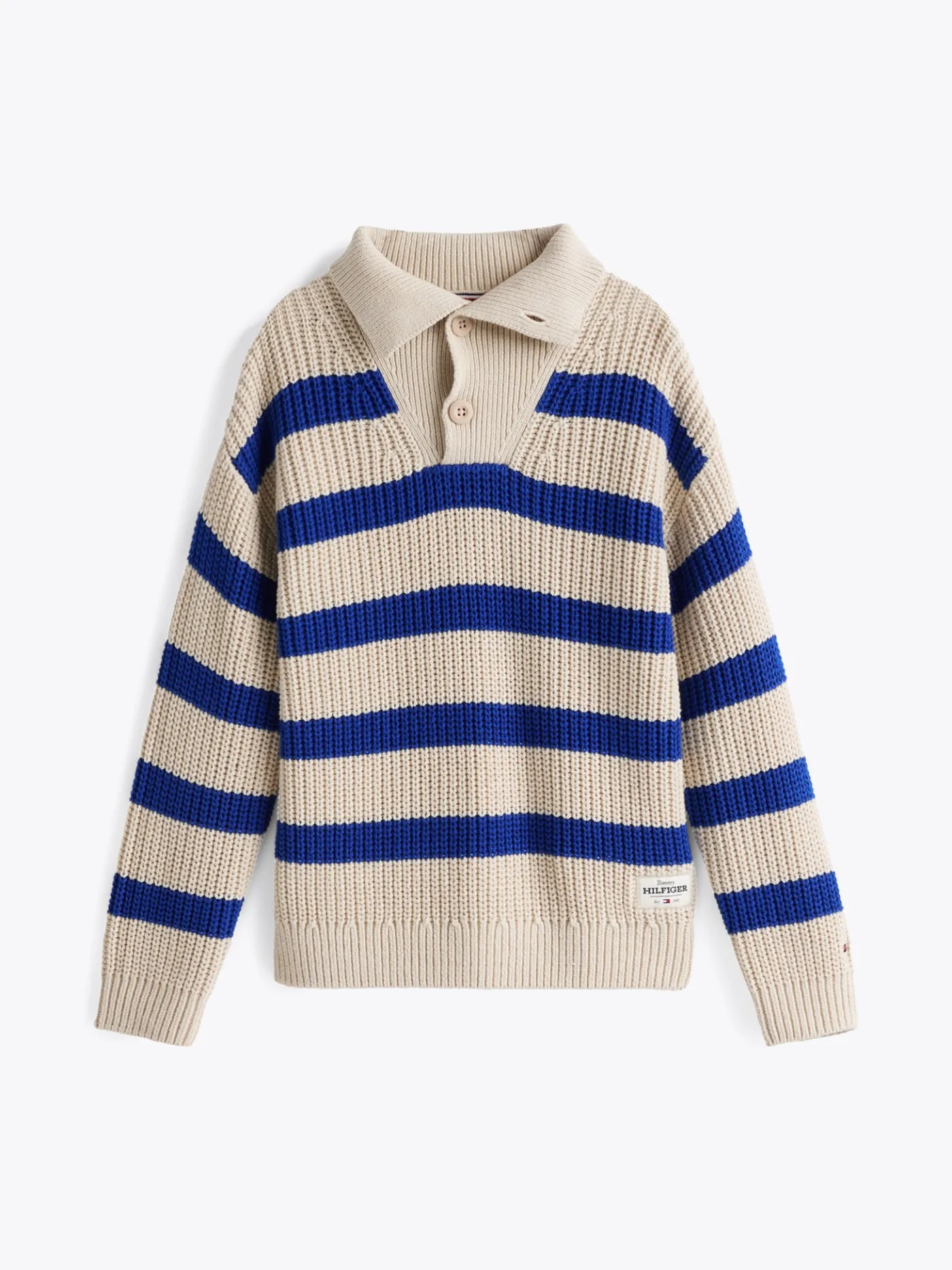 Gestreifter Pullover mit breitem Kragen