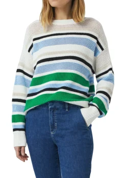 Gestreifter Strickpullover mit Rippblende