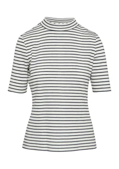 Gestreiftes Jersey-Shirt mit Stehkragen