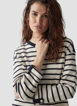 Gestreiftes Sweatshirt mit Details an Schulter und Ärmel