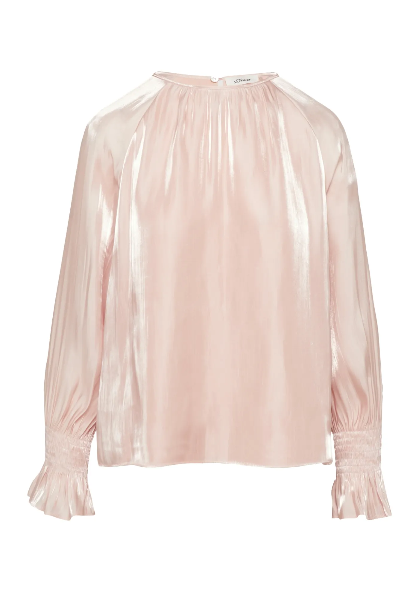 Glänzende Viskose-Bluse mit Volantärmel