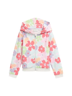 Hoodie Sweatjacke mit Blumenmuster