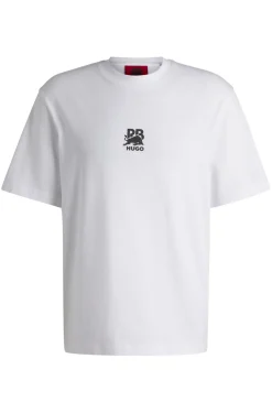 HUGO x RB T-Shirt aus Baumwoll-Jersey mit Carbon-Stealth-Logo