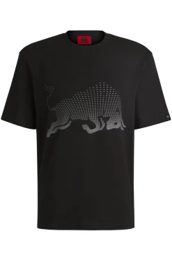 HUGO x RB T-Shirt aus Baumwoll-Jersey mit Stier-Grafik in Degradé-Optik