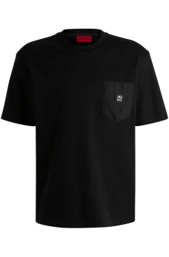 Interlock-Baumwoll-T-Shirt mit kontrastierender Tasche