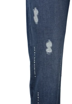 Jeans Hose mit Vintage-Löchern und Strass-Steinchen