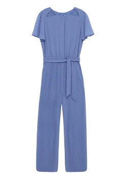 Jumpsuit aus Chiffon mit Gürtel und plissierter Hose