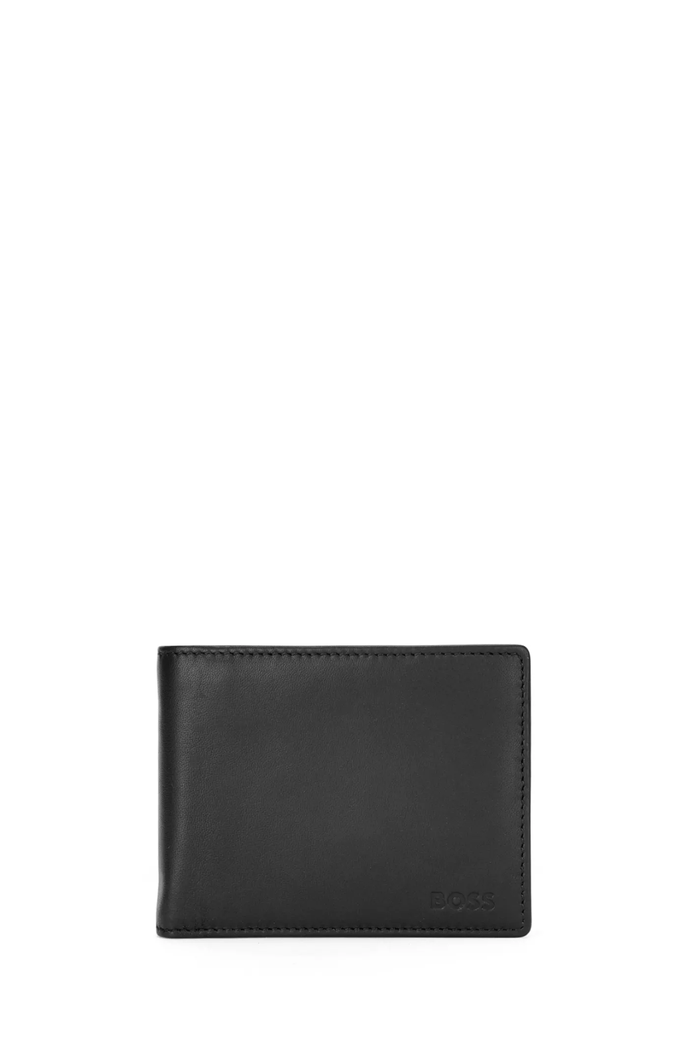 KLAPP-GELDBÖRSE AUS LEDER MIT MÜNZFACH UND LOGO-PRÄGUNG