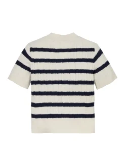 Kurzarm-Pullover mit Mini-Zopfmuster