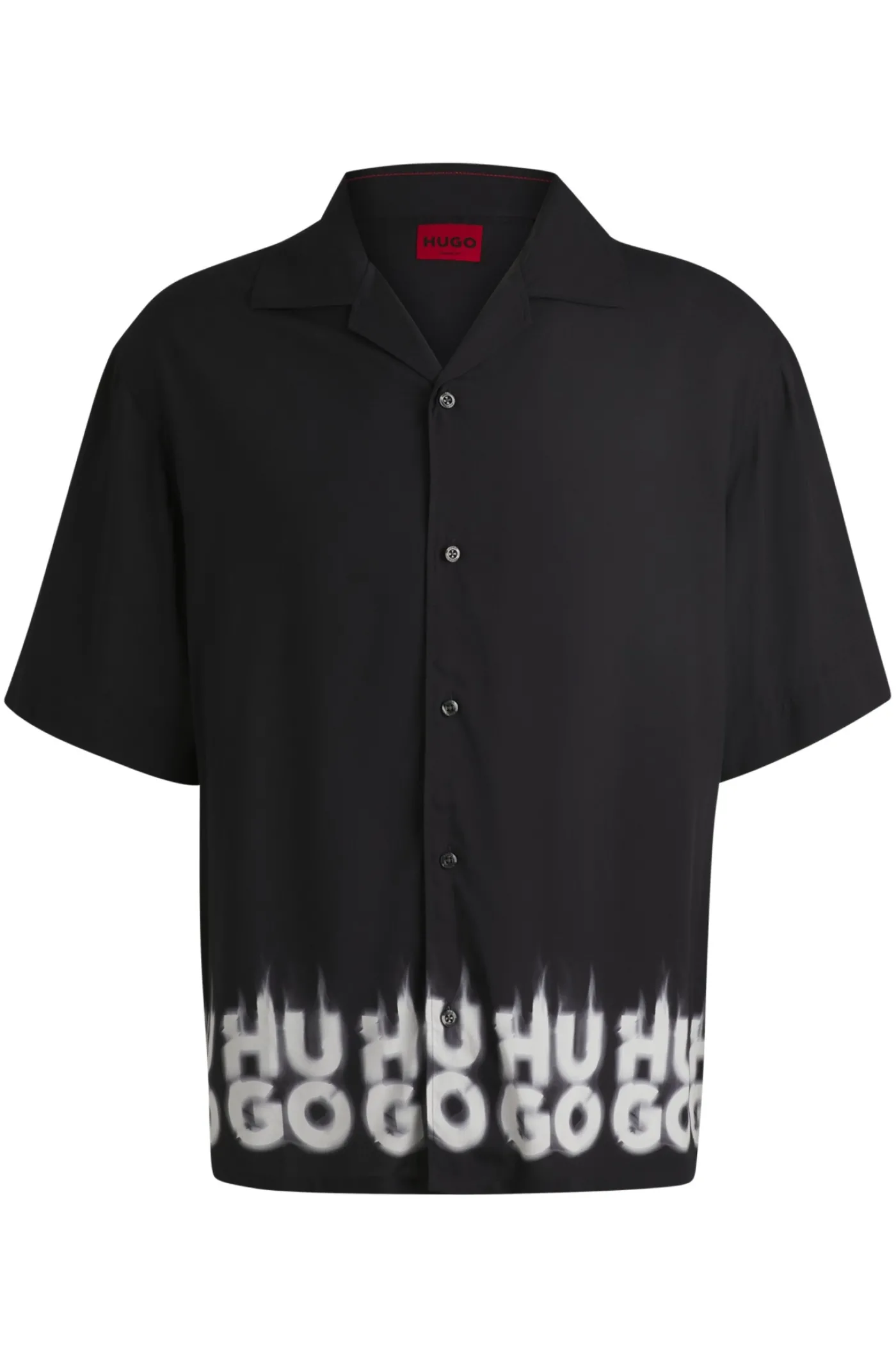 Kurzärmeliges Oversized Hemd mit Smoke-Logo-Print am Saum