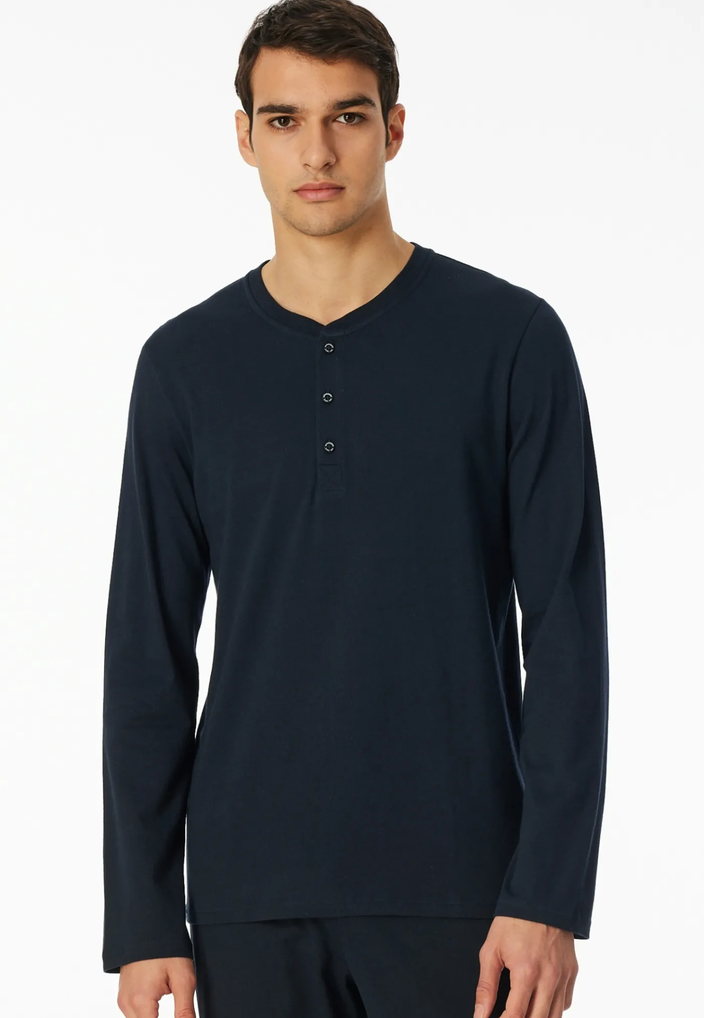 Langarmshirt Knopfleiste