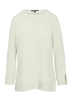 Lange Crêpe-Bluse mit V-Ausschnitt