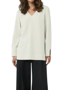 Lange Crêpe-Bluse mit V-Ausschnitt