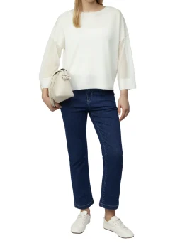 Leichtes Feinstrickshirt mit transparenten Ärmeln