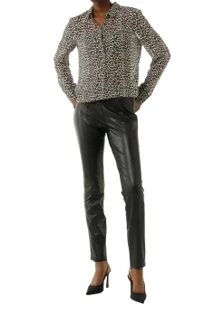 Longbluse aus Chiffon mit Leo-Print
