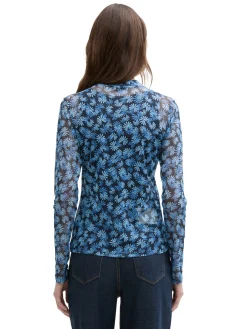 Mesh-Langarmshirt mit Muster