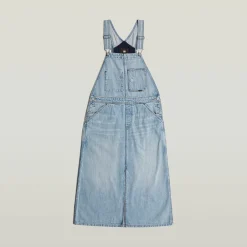 Midi Dungaree Jeans Latzkleid