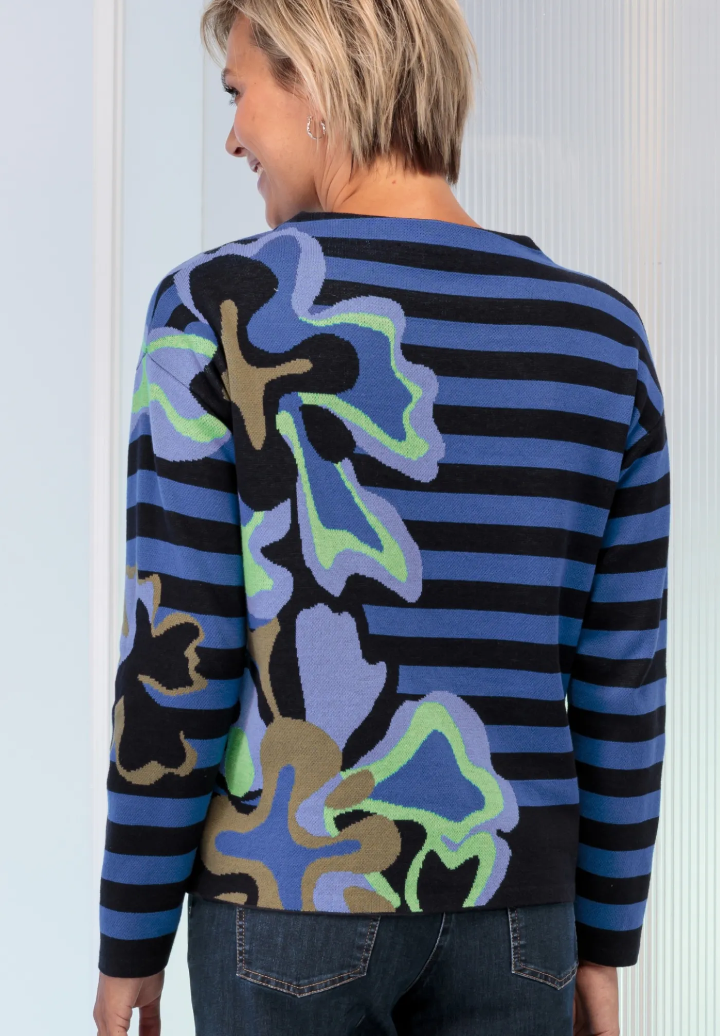 Moderner Strickpullover in Jacquard-Optik