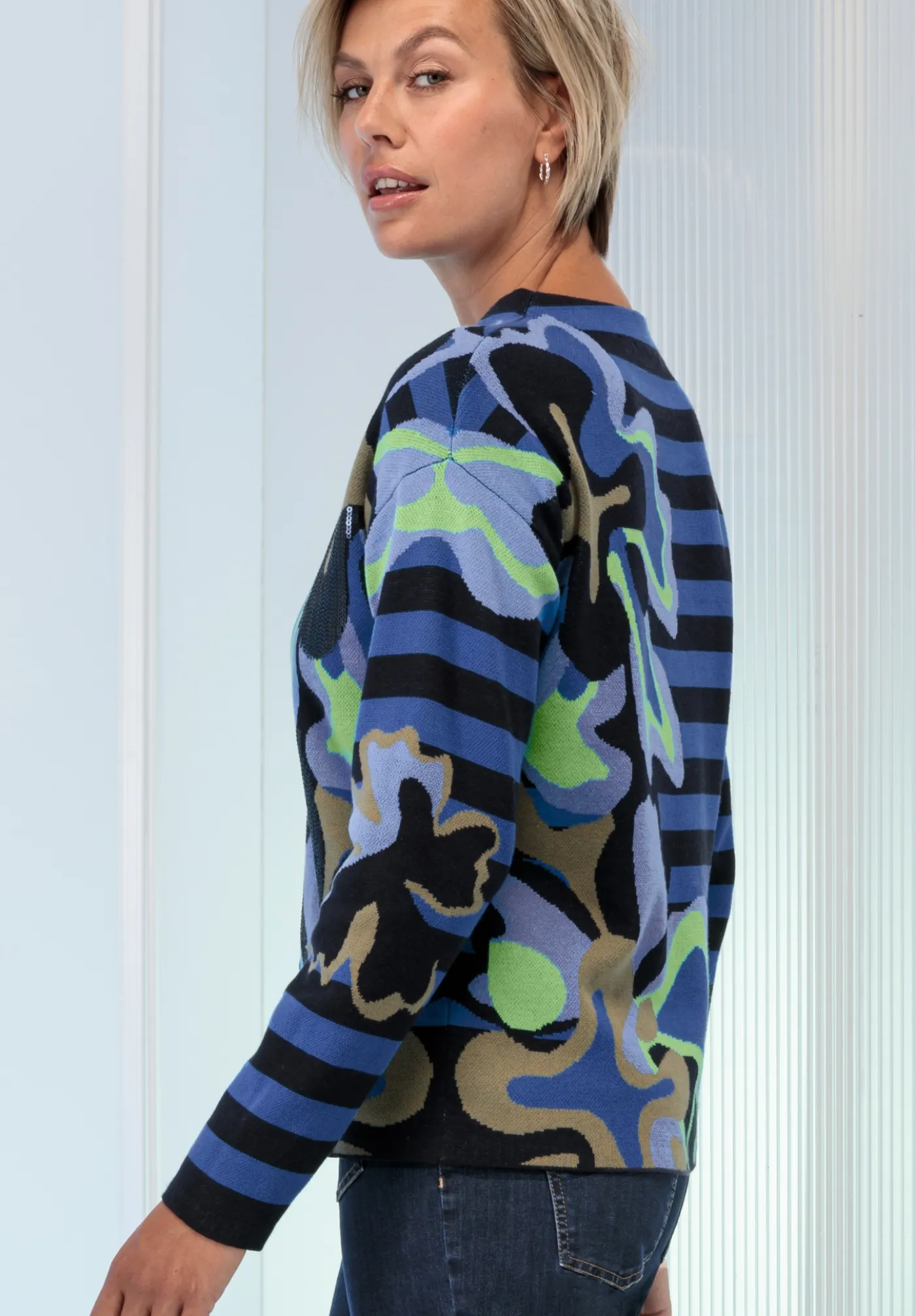 Moderner Strickpullover in Jacquard-Optik