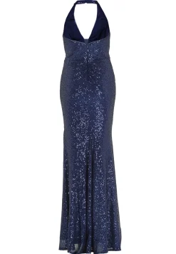Neckholder Paillettenkleid mit Beinschlitz