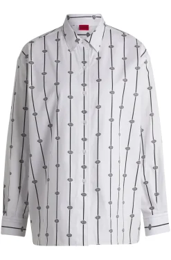 Oversized Bluse aus Baumwoll-Popeline mit Logo-Streifen