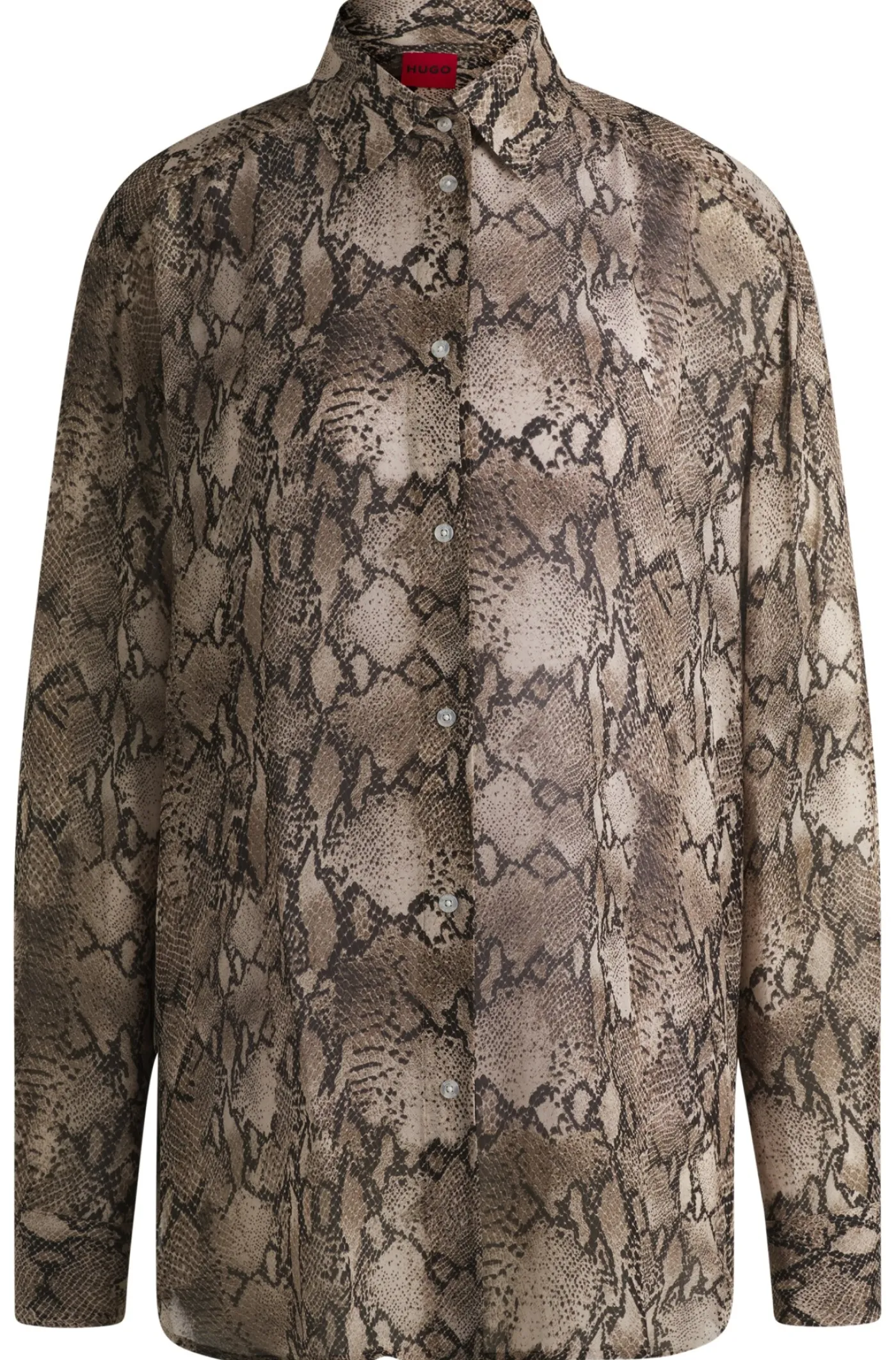 Oversized Bluse aus Crêpe de Chine mit Python-Print