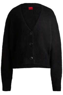 Oversized Strickjacke mit V-Ausschnitt und verkürzter Länge