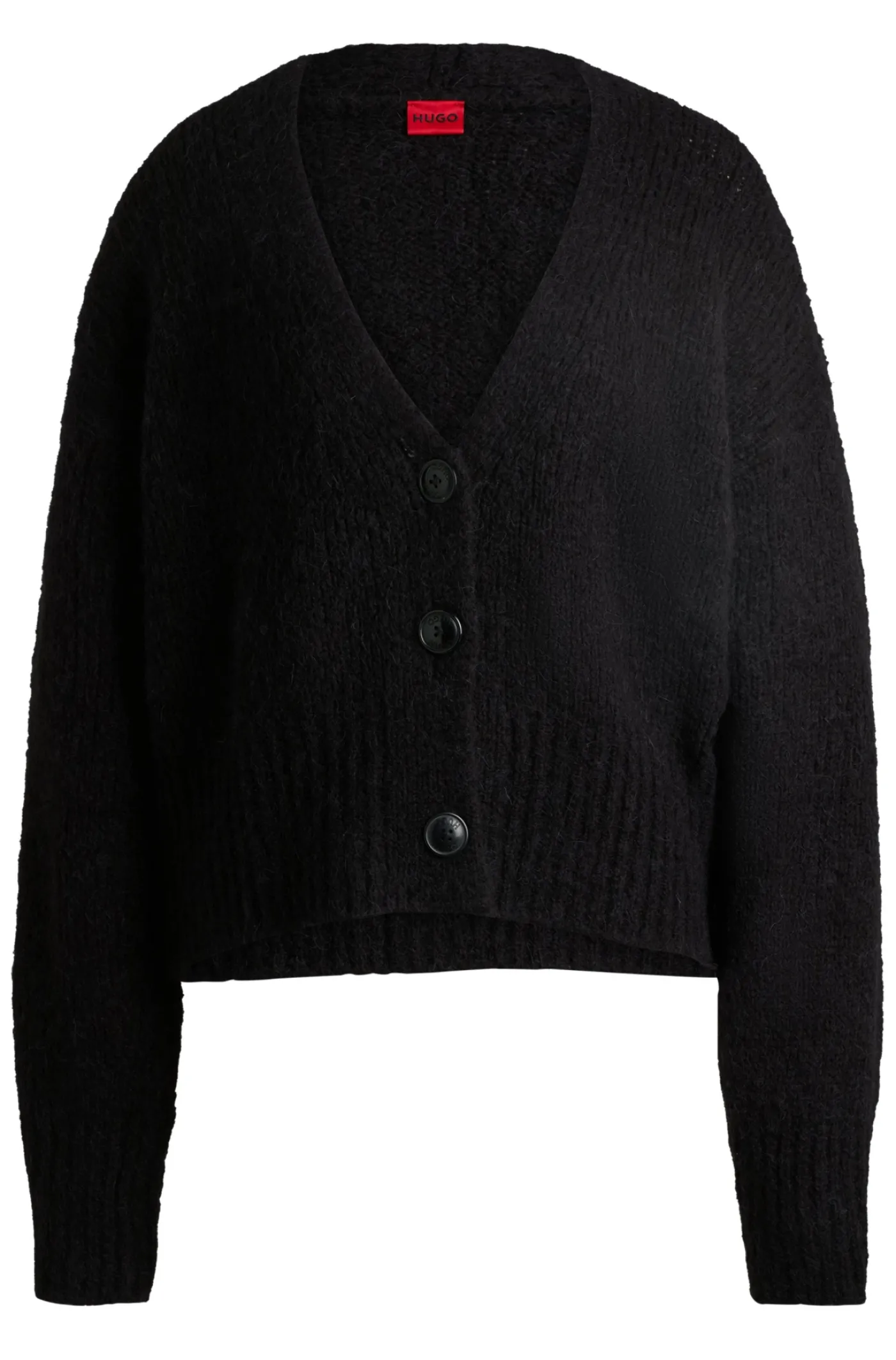 Oversized Strickjacke mit V-Ausschnitt und verkürzter Länge