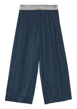 Plissierte Wide-Leg-Hose mit Glitzerbund