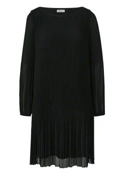 Plissiertes Chiffonkleid mit Puffärmeln
