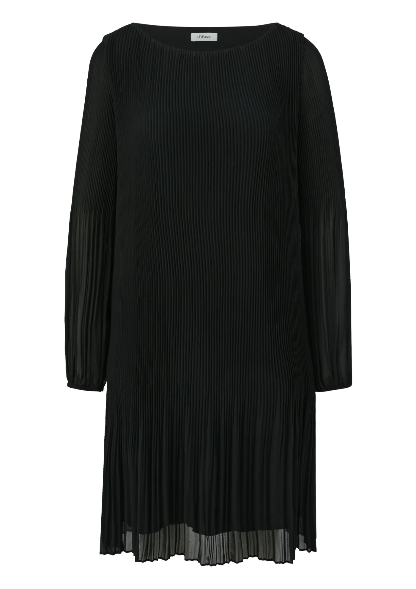 Plissiertes Chiffonkleid mit Puffärmeln