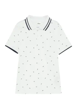 Poloshirt mit Kontrast-Details und All-over-Print
